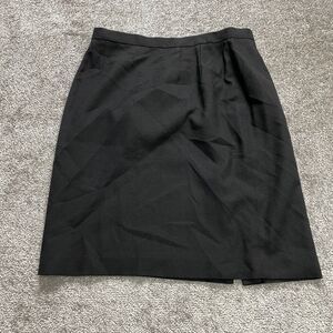 Woolmark Skirt womens 14 Black Straight Pencil Midi Solid Ladies Worsted Wool